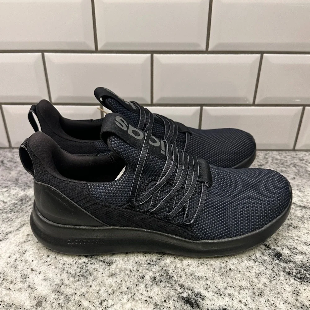 Adidas Mens 9.5 Lite Racer Adapt 7.0 Carbon Black Slip On Athleisure Sneaker